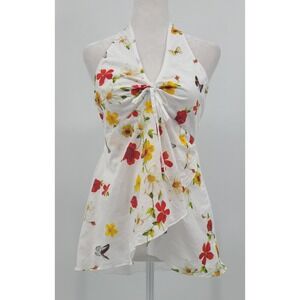 Y2K Babydoll Butterfly Halter Top S Fairy‎ Festival Handkerchief Hem Flowy Boho